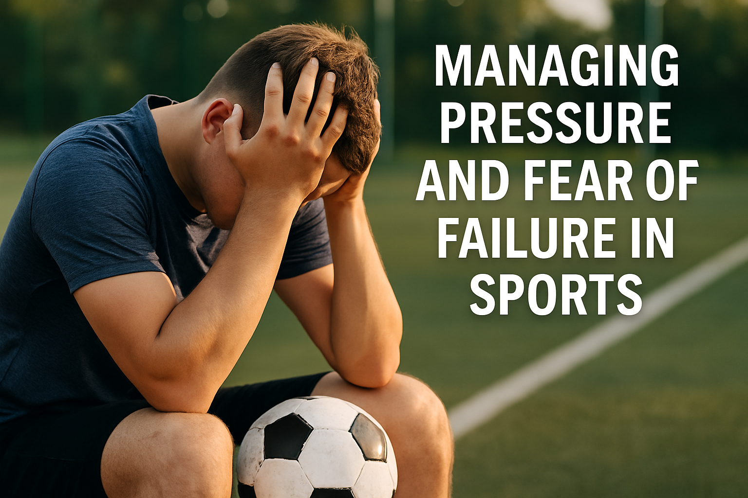 A soccer player holding his head in his hands